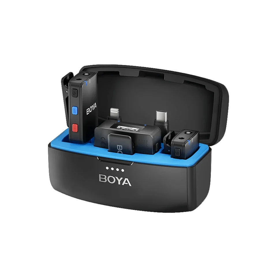 BOYA Boyamic All-In-One Kablosuz İkili Yaka Mikrofonu (2TX+1RX+Charging Case)